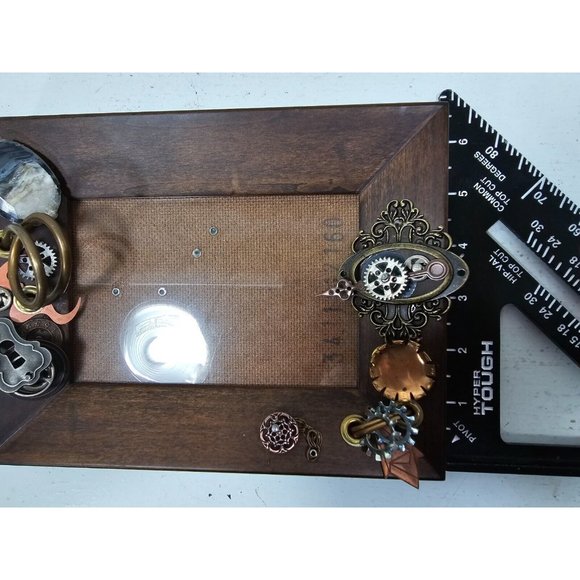 Handmade Steampunk Picture Frame Antique Look 8" X 6" Wood Metal Hanging - Picture 7 of 10
